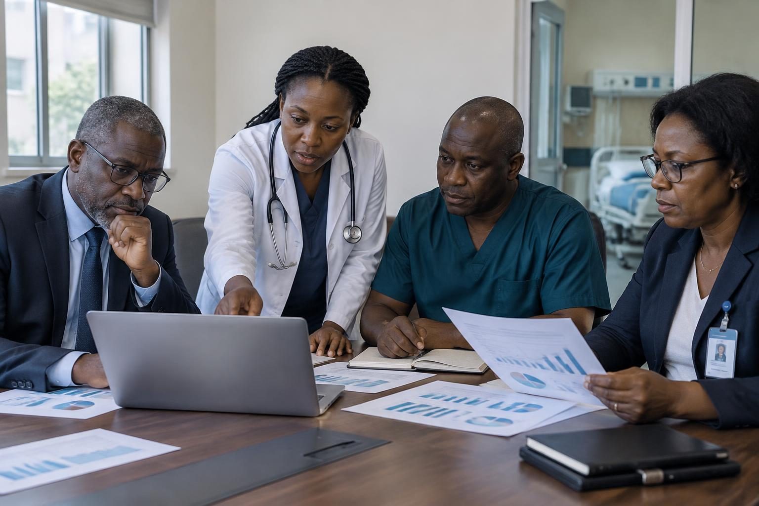 Nigerian healthcare leaders reviewing hospital governance, infrastructure and operational systems.